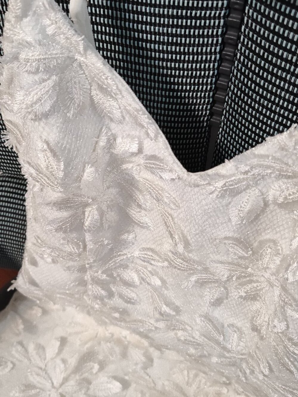 White 3D Floral Lace Maxi Dress size S Bridal bride beach wedding boho, new with - Picture 12 of 16